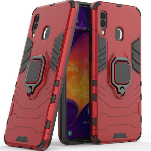

Ударопрочный чехол Transformer Ring под магнитный держатель для Samsung Galaxy A20 (A205F) Красный / Dante Red (100737)