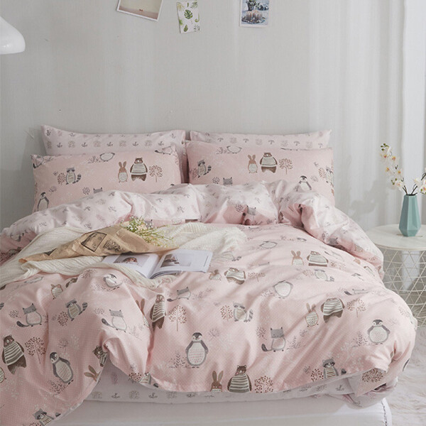

Комплект постельного белья Лесные животные (двуспальный-евро) Berni Home Розовый (46793)