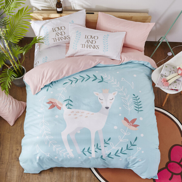 

Комплект постельного белья Принцесса олененок (двуспальный-евро) Berni Home Розовый (47694)