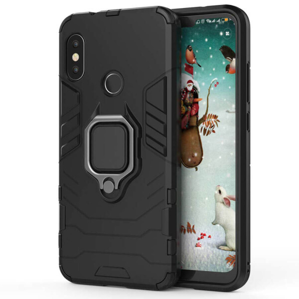 

Ударопрочный чехол Transformer Ring под магнитный держатель для Xiaomi Mi A2 Lite/Xiaomi Redmi 6 Pro Черный / Soul Black (87007)