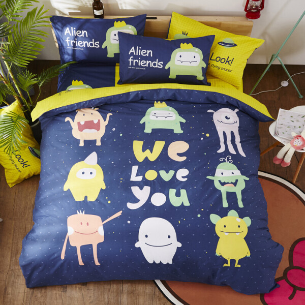 

Комплект постельного белья Alien friends (полуторный) Berni Home Желтый (53176)