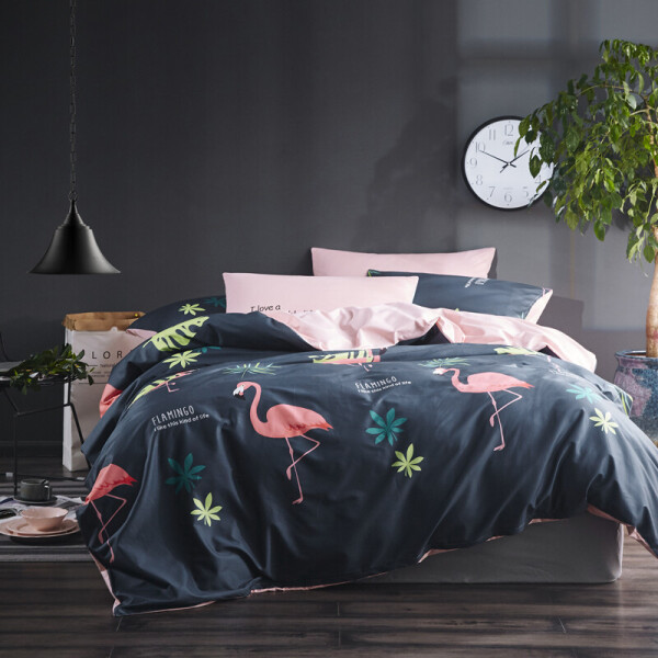 

Комплект постельного белья Фламинго и листочки (полуторный) Berni Home Розовый (53183)