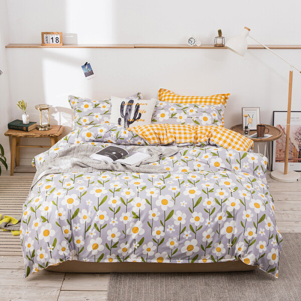 

Комплект постельного белья White flowers (двуспальный-евро) Berni Home Серый (55716)