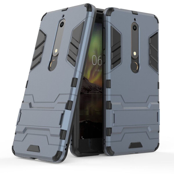 

Ударопрочный чехол-подставка Transformer для Nokia 6.1 с мощной защитой корпуса Металл / Gun Metal (75700)