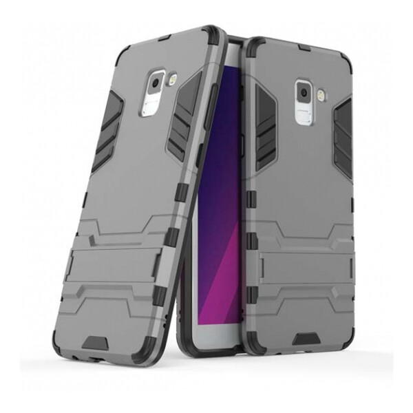 

Ударопрочный чехол-подставка Transformer для Samsung A730 Galaxy A8+ (2018) с мощной защитой корпуса Металл / Gun Metal (71576)