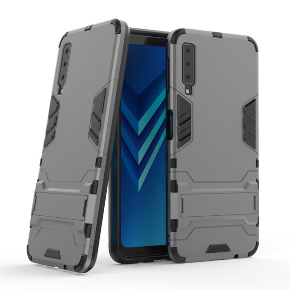 

Ударопрочный чехол-подставка Transformer для Samsung A750 Galaxy A7 (2018) с мощной защитой корпуса Металл / Gun Metal (93563)