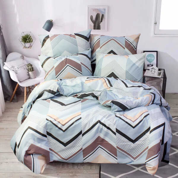 Комплект постельного белья Еней-Плюс Т0726 голубой, коричневый Семейный