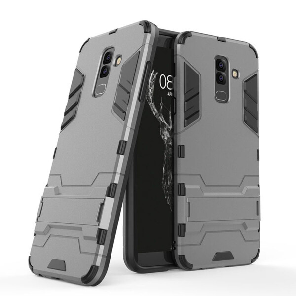 

Ударопрочный чехол-подставка Transformer для Samsung Galaxy A6 Plus (2018) с мощной защитой корпуса Металл / Gun Metal (87867)