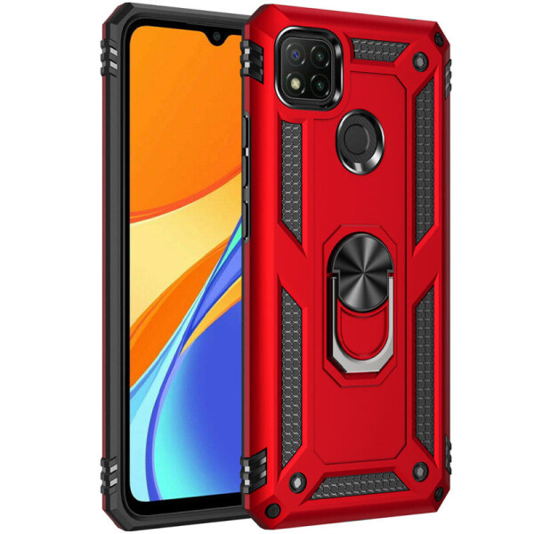 

Ударопрочный чехол Serge Ring магнитный держатель для Xiaomi Redmi 9C Красный (6567499)