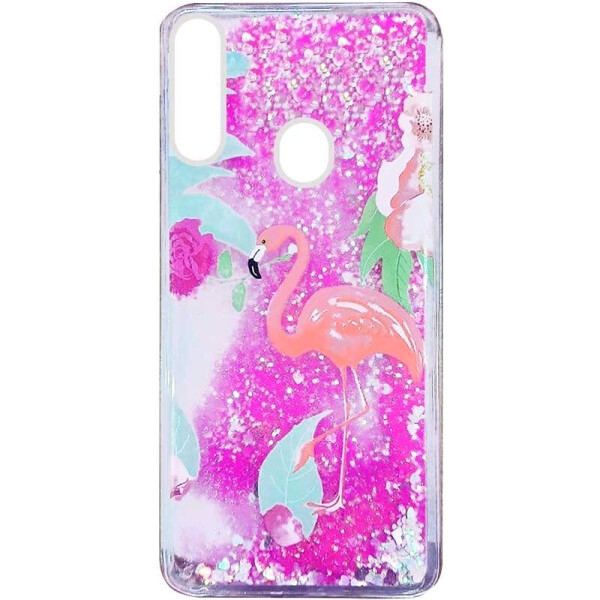 

TPU чехол с переливающимися блестками для Samsung Galaxy A20s Фламинго в цветах (5931431)