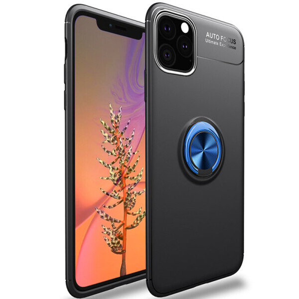 

TPU чехол Deen ColorRing под магнитный держатель (opp) для Apple iPhone 12 Pro / 12 (6.1") Черный / Синий (9209993)