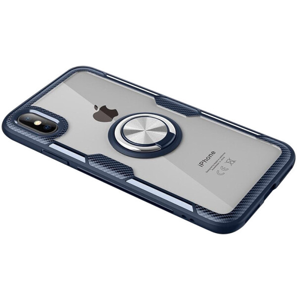 

TPU+PC чехол Deen CrystalRing for Magnet (opp) для Apple iPhone X / XS (5.8") Бесцветный / Темно-синий (4995141)