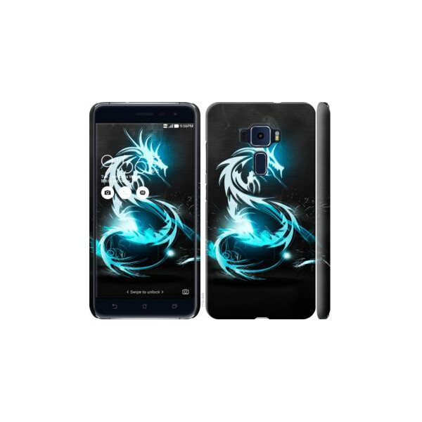 

Чехол на Asus Zenfone 3 ZE520KL Бело-голубой огненный дракон (04798)