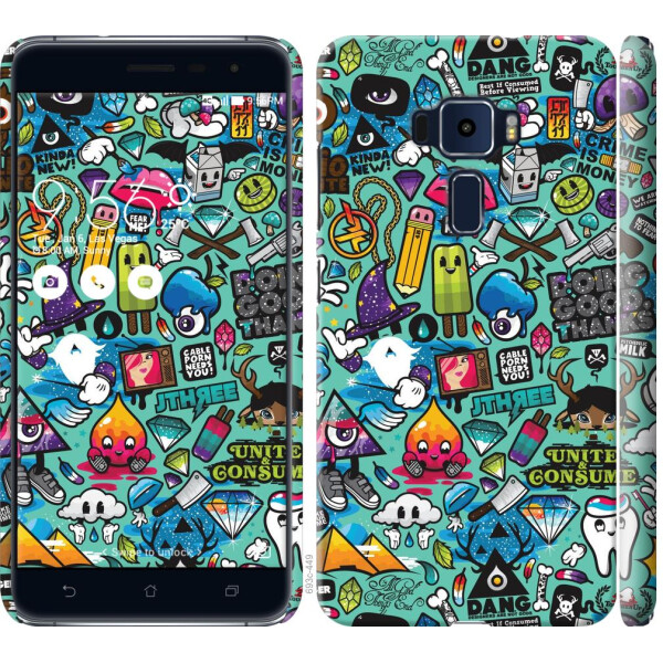 

Чехол на Asus Zenfone 3 ZE520KL Стикер бомбинг 1 (04798)