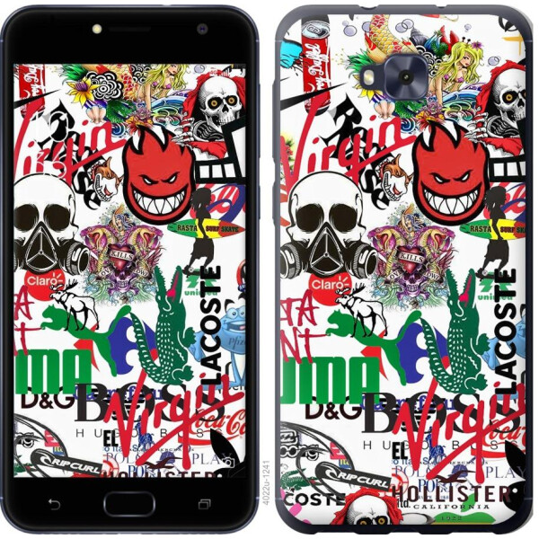 

Чехол на Asus ZENFONE 4 SELFIE / ZD553KL Many different logos (04798)