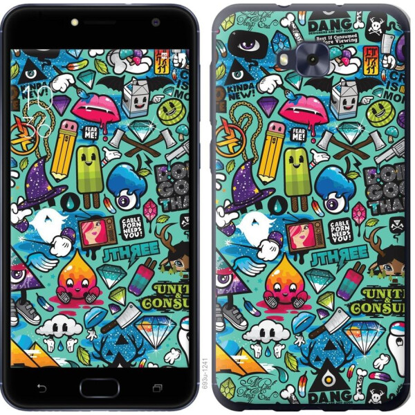 

Чехол на Asus ZENFONE 4 SELFIE / ZD553KL Стикер бомбинг 1 (04798)