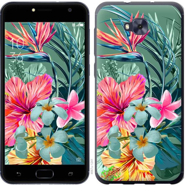 

Чехол на Asus ZENFONE 4 SELFIE / ZD553KL Тропические цветы v1 (04798)