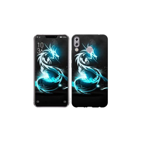 

Чехол на Asus Zenfone 5 ZE620KL Бело-голубой огненный дракон (04798)