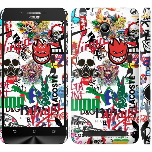 

Чехол на Asus Zenfone Go ZC500TG Many different logos (04798)