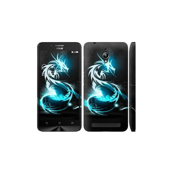 

Чехол на Asus Zenfone Go ZC500TG Бело-голубой огненный дракон (04798)
