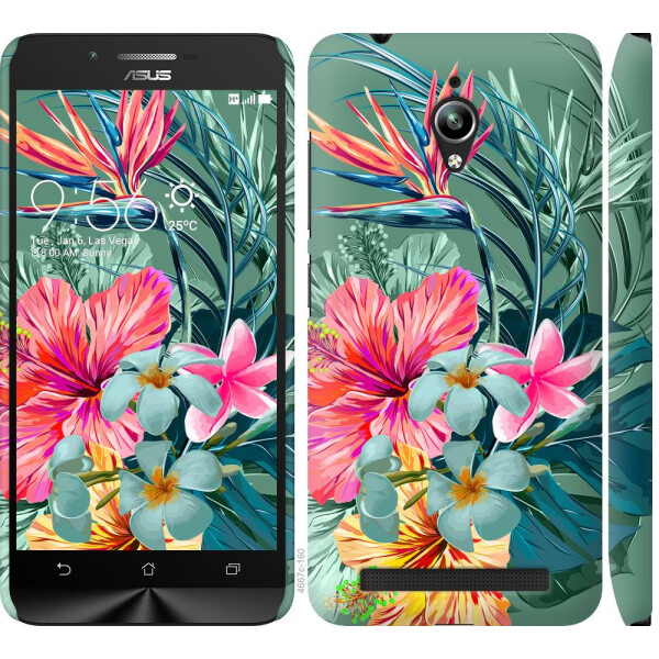 

Чехол на Asus Zenfone Go ZC500TG Тропические цветы v1 (04798)
