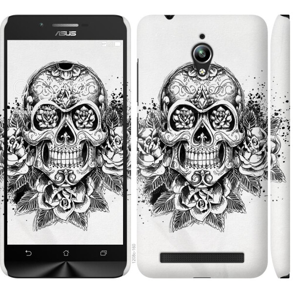 

Чехол на Asus Zenfone Go ZC500TG Череп и розы (04798)