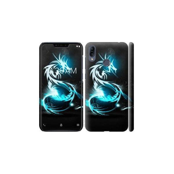 

Чехол на Asus Zenfone Max M2 ZB633KL Бело-голубой огненный дракон (04798)