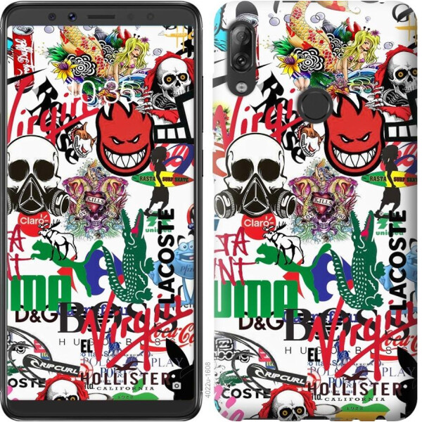 

Чехол на Asus ZenFone Max Pro M1 ZB602KL Many different logos (04798)