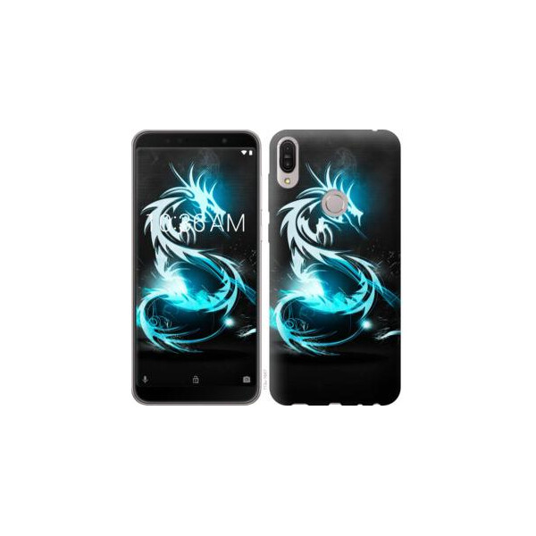

Чехол на Asus ZenFone Max Pro M1 ZB602KL Бело-голубой огненный дракон (04798)