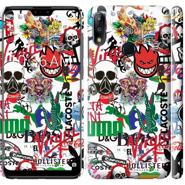 

Чехол на Asus Zenfone Max Pro M2 ZB631KL Many different logos (04798)