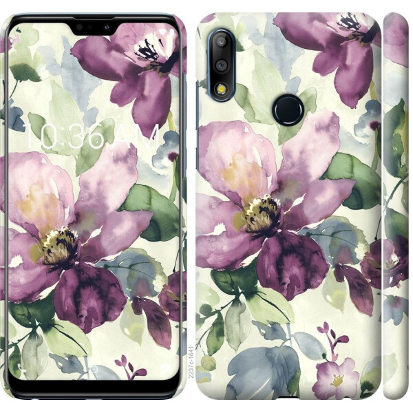 

Чехол на Asus Zenfone Max Pro M2 ZB631KL Цветы акварелью (04798)