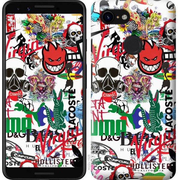 

Чехол на Google Pixel 3 Many different logos (04798)