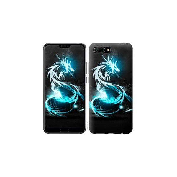 

Чехол на Huawei Honor 10 Бело-голубой огненный дракон (04798)