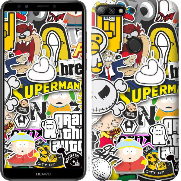 

Чехол на Huawei Honor 7C Popular logos (04798)