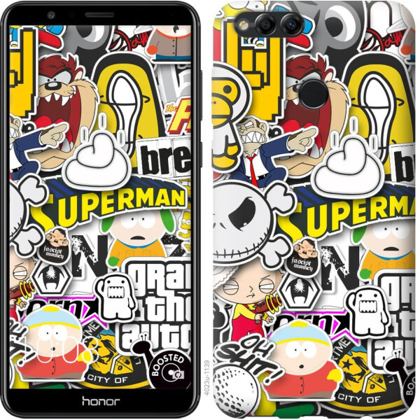 

Чехол на Huawei Honor 7X Popular logos (04798)