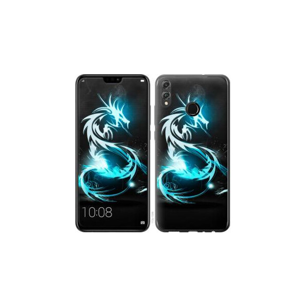 

Чехол на Huawei Honor 8X Бело-голубой огненный дракон (04798)