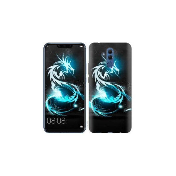 

Чехол на Huawei Mate 20 Lite Бело-голубой огненный дракон (04798)