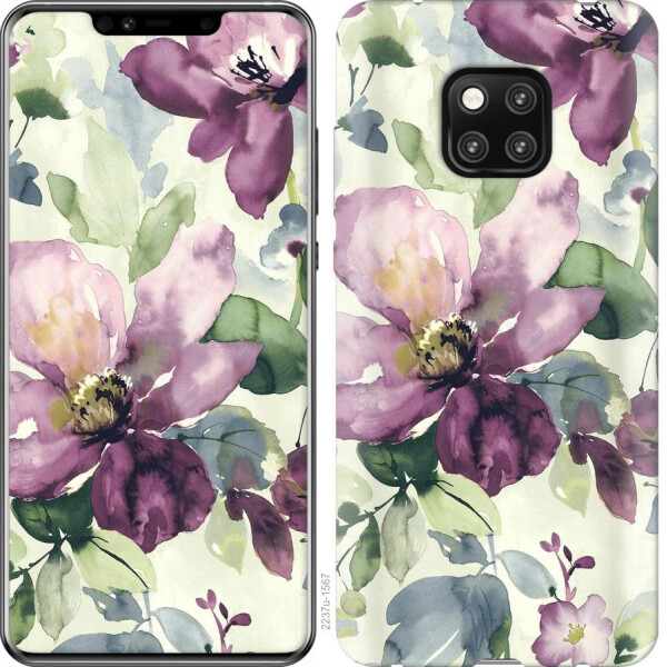 

Чехол на Huawei Mate 20 Pro Цветы акварелью (04798)