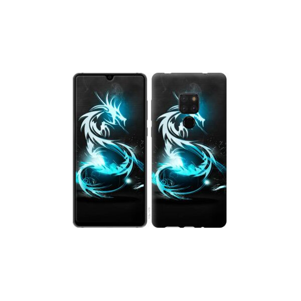 

Чехол на Huawei Mate 20 Бело-голубой огненный дракон (04798)