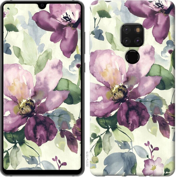 

Чехол на Huawei Mate 20 Цветы акварелью (04798)