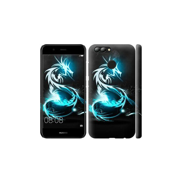 

Чехол на Huawei Nova 2 Бело-голубой огненный дракон (04798)
