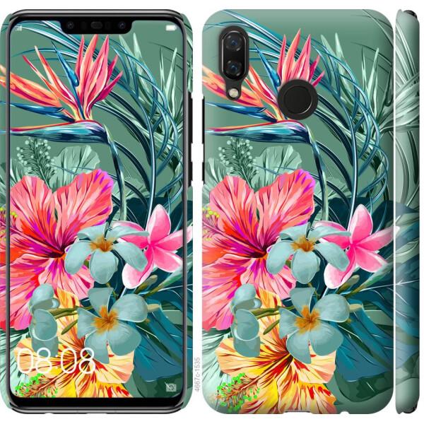 

Чехол на Huawei Nova 3 Тропические цветы v1 (04798)