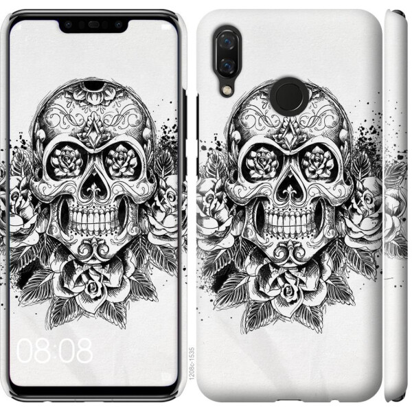 

Чехол на Huawei Nova 3 Череп и розы (04798)