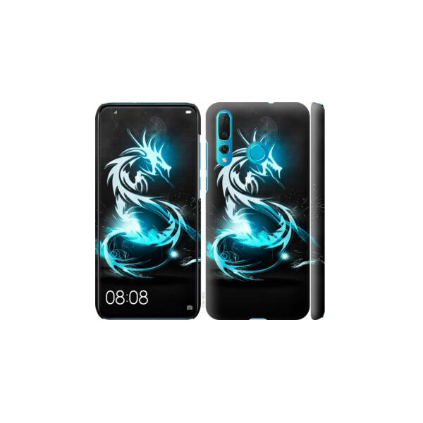

Чехол на Huawei Nova 4 Бело-голубой огненный дракон (04798)