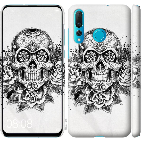 

Чехол на Huawei Nova 4 Череп и розы (04798)