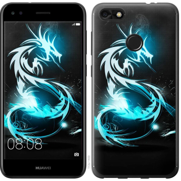 

Чехол на Huawei Nova Lite 2017 Бело-голубой огненный дракон (04798)