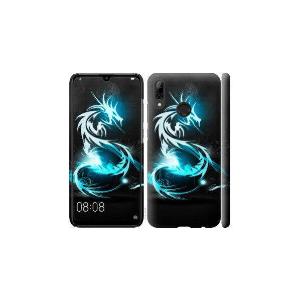 

Чехол на Huawei P Smart 2019 Бело-голубой огненный дракон (04798)