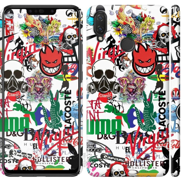 

Чехол на Huawei P Smart Plus Many different logos (04798)