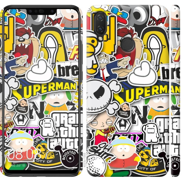 

Чехол на Huawei P Smart Plus Popular logos (04798)