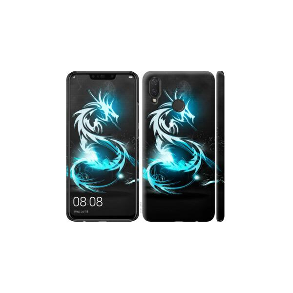 

Чехол на Huawei P Smart Plus Бело-голубой огненный дракон (04798)